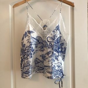 Zadig & Voltaire Silk Camisole Blue Toile Print